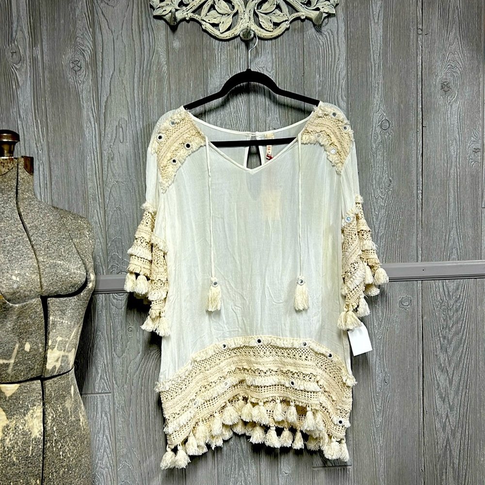 White Linen Oversized Anthropologie Raga Tunic NWT Size Small